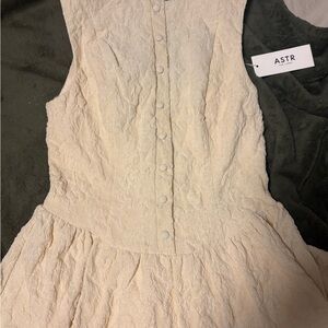 ASTR Textured Buttoned Boat Neck Dress